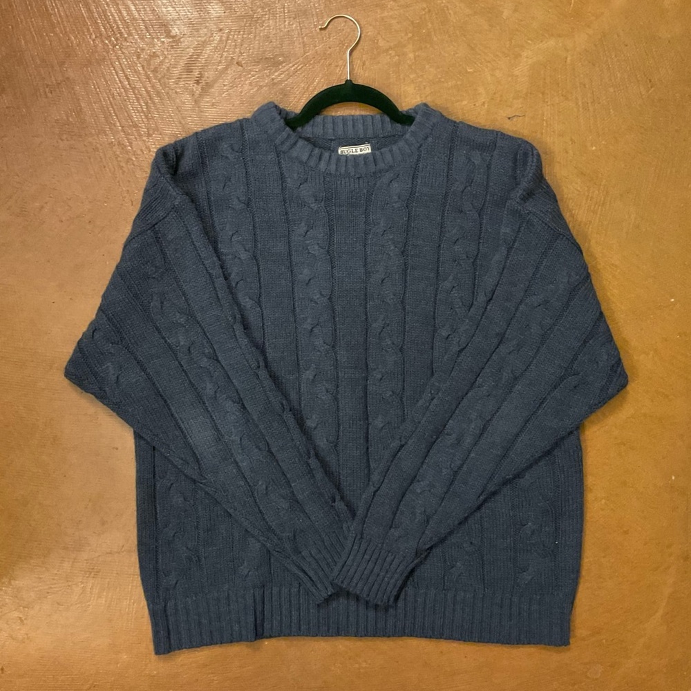 Pendleton Men's Deep Blue Cable Knit Crewneck Sweater
